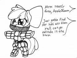 Size: 2047x1553 | Tagged: safe, artist:ewoudcponies, derpibooru import, apple bloom, applejack, pony, female, filly, image, jpeg, offscreen character, winter clothes