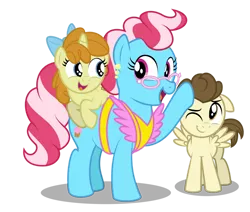 Size: 1600x1355 | Tagged: safe, artist:aleximusprime, derpibooru import, cup cake, pound cake, pumpkin cake, earth pony, pegasus, unicorn, flurry heart's story, apron, bow, children, clothes, female, glasses, image, male, mother and child, mother and daughter, mother and son, mother's day, older, older pound cake, older pumpkin cake, patting, png