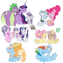 Size: 4165x4168 | Tagged: safe, artist:chub-wub, derpibooru import, apple bloom, applejack, cloudy quartz, cookie crumbles, discord, fluttershy, gentle breeze, li'l cheese, pear butter, pinkie pie, posey shy, princess twilight 2.0, rainbow dash, rarity, spike, sweetie belle, twilight sparkle, twilight sparkle (alicorn), twilight velvet, windy whistles, alicorn, draconequus, dragon, earth pony, ghost, pegasus, pony, undead, unicorn, the last problem, appledash, blushing, eyes closed, eyeshadow, female, glowing horn, horn, hug, image, implied discoshy, implied shipping, implied straight, jpeg, kiss on the cheek, kissing, lesbian, levitation, magic, makeup, mane seven, mane six, mare, mom six, mother and child, mother and daughter, mother's day, older, older apple bloom, older applejack, older fluttershy, older mane seven, older mane six, older pinkie pie, older rainbow dash, older rarity, older spike, older sweetie belle, older twilight, one eye closed, shipping, simple background, telekinesis, white background, winged spike, wink