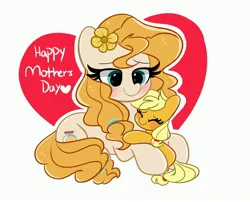 Size: 4096x3311 | Tagged: safe, artist:kittyrosie, derpibooru import, applejack, pear butter, earth pony, cute, eyes closed, female, hug, image, jackabetes, jpeg, mother and child, mother and daughter, mother's day, simple background, white background