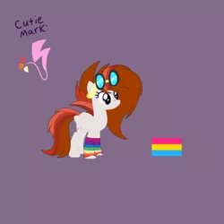 Size: 965x965 | Tagged: safe, artist:circuspaparazzi5678, derpibooru import, oc, oc:dusky blitz, pegasus, pony, bandaid, base used, base:selenaede, clothes, duskyverse, goggles, image, pansexual, pansexual pride flag, parent:breanna, parent:rainbow dash, png, pride, pride flag, rainbow socks, socks, solo, striped socks