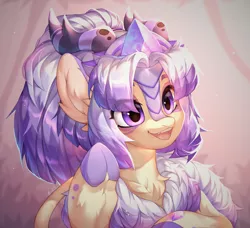 Size: 1280x1169 | Tagged: safe, artist:minekoo2, derpibooru import, kirin oc, oc, unofficial characters only, kirin, commission, digital art, female, hooves, horn, image, jpeg, mare, open mouth, open smile, simple background, solo, tail