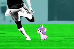 Size: 1200x800 | Tagged: safe, derpibooru import, princess flurry heart, human, abuse, american football, flurrybuse, football field, image, irl, irl human, jpeg, kicking, op is a duck, photo, sports, tongue out