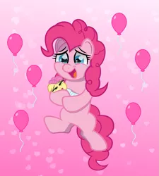 Size: 1125x1250 | Tagged: safe, artist:spellboundcanvas, derpibooru import, li'l cheese, pinkie pie, pony, the last problem, baby, baby pony, balloon, crying, female, foal, heart, image, male, mother and child, mother and son, mother's day, open mouth, open smile, png, shipping, smiling, straight, tears of joy