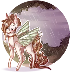 Size: 258x265 | Tagged: safe, artist:shiroikitten, derpibooru import, oc, oc:mary, pony, fairy wings, female, glasses, image, mare, pixel art, png, rain, solo, wings