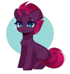 Size: 860x902 | Tagged: safe, artist:moon-rose-rosie, derpibooru import, tempest shadow, pony, unicorn, blushing, broken horn, chest fluff, commission, commissioner:biohazard, cute, eye scar, eyebrows, horn, image, mohawk, no source available, png, scar, scar on the wrong side, simple background, sitting, tempestbetes, ych result