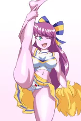 Size: 1280x1921 | Tagged: suggestive, artist:imsomethingradical, derpibooru import, cheerilee, human, barefoot, belly button, breasts, cheerileeder, cheerleader, clothes, feet, humanized, image, jpeg, one eye closed, open mouth, open smile, smiling, underwear, wink