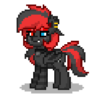 Size: 189x189 | Tagged: safe, derpibooru import, oc, oc:sharpe, unofficial characters only, bat pony, pony, pony town, bat pony oc, bat wings, choker, clothes, fangs, female, heterochromia, image, mare, piercing, pixel art, png, simple background, socks, solo, striped socks, transparent background, wings
