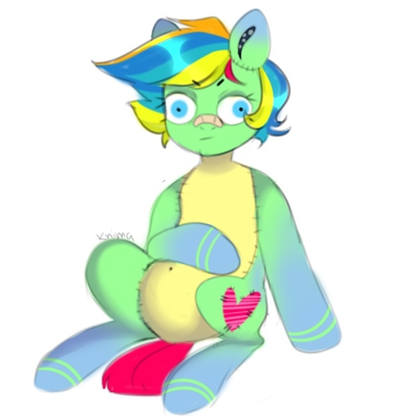 Size: 797x849 | Tagged: safe, derpibooru import, oc, oc:mia (malarunych), unofficial characters only, original species, plush pony, pony, bandage, cutie mark, female, image, jpeg, mare, plushie, solo