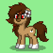 Size: 185x185 | Tagged: safe, derpibooru import, oc, oc:cocoa, unofficial characters only, earth pony, pony, pony town, earth pony oc, female, flower, flower in hair, freckles, image, mare, pixel art, png, solo, solo female