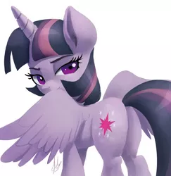 Size: 800x824 | Tagged: suggestive, artist:raikoh, edit, mean twilight sparkle, alicorn, pony, the fault in our cutie marks, butt, female, image, lidded eyes, looking back, plot, png, scene interpretation, smiling, solo, solo female, twibutt