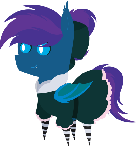 Size: 5795x6073 | Tagged: safe, artist:tikibat, derpibooru import, oc, oc:stardust, oc:stardust(cosmiceclipse), unofficial characters only, bat pony, pony, absurd resolution, bat pony oc, bat wings, bow, clothes, crossdressing, derpibooru exclusive, disneyland, dress, ear fluff, eyeshadow, fangs, frilly dress, hair bow, haunted mansion, image, maid, makeup, male, membranous wings, png, pointy ponies, simple background, slit eyes, slit pupils, socks, solo, stallion, striped socks, transparent background, wings