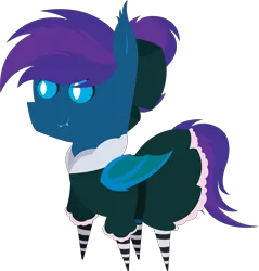 Size: 5795x6073 | Tagged: safe, artist:tikibat, derpibooru import, oc, oc:stardust, oc:stardust(cosmiceclipse), unofficial characters only, bat pony, pony, absurd resolution, bat pony oc, bat wings, bow, clothes, crossdressing, derpibooru exclusive, disneyland, dress, ear fluff, eyeshadow, fangs, frilly dress, hair bow, haunted mansion, image, maid, makeup, male, membranous wings, png, pointy ponies, simple background, slit eyes, slit pupils, socks, solo, stallion, striped socks, transparent background, wings