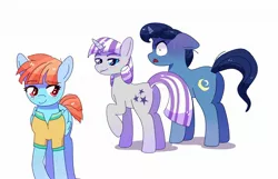 Size: 2008x1294 | Tagged: safe, artist:aaa-its-spook, derpibooru import, night light, twilight velvet, windy whistles, pegasus, pony, unicorn, bisexual, blushing, butt, clothes, distracted boyfriend meme, female, heart eyes, image, infidelity, jpeg, lesbian, lip bite, looking back, male, mare, plot, shipping, shirt, simple background, stallion, straight, subverted meme, velvetwhistles, white background, wingding eyes