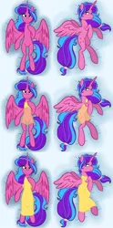 Size: 3627x7327 | Tagged: safe, artist:chelseawest, derpibooru import, part of a set, oc, oc:melody aurora, alicorn, alicorn oc, body pillow, body pillow design, clothes, dress, female, horn, image, lingerie, looking at you, lying, lying down, offspring, older, parent:flash sentry, parents:flashlight, parent:twilight sparkle, part of a series, png, solo, solo female, wings