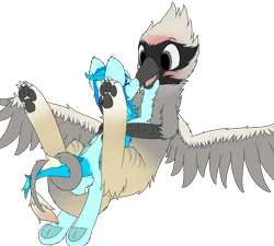 Size: 2000x1800 | Tagged: safe, artist:thekamko, derpibooru import, oc, oc:arctic plasma, oc:statton silktail, unofficial characters only, dracony, dragon, gryphon, hybrid, chest fluff, cuddling, duo, ear fluff, ender's herd, image, kissing, lying down, paws, png, simple background, smiling, talons, transparent background, underhoof