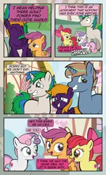 Size: 1920x3169 | Tagged: safe, artist:alexdti, derpibooru import, apple bloom, scootaloo, sweetie belle, oc, oc:ale, oc:marco, oc:umberto, pony, unicorn, comic:quest for friendship, cutie mark crusaders, female, image, jpeg, male, mare, stallion