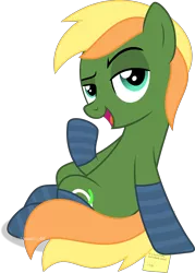 Size: 4836x6754 | Tagged: safe, artist:thatusualguy06, derpibooru import, oc, oc:thatusualguy, unofficial characters only, earth pony, pony, absurd resolution, bedroom eyes, birthday, clothes, image, male, note, png, simple background, socks, solo, stallion, striped socks, transparent background, vector
