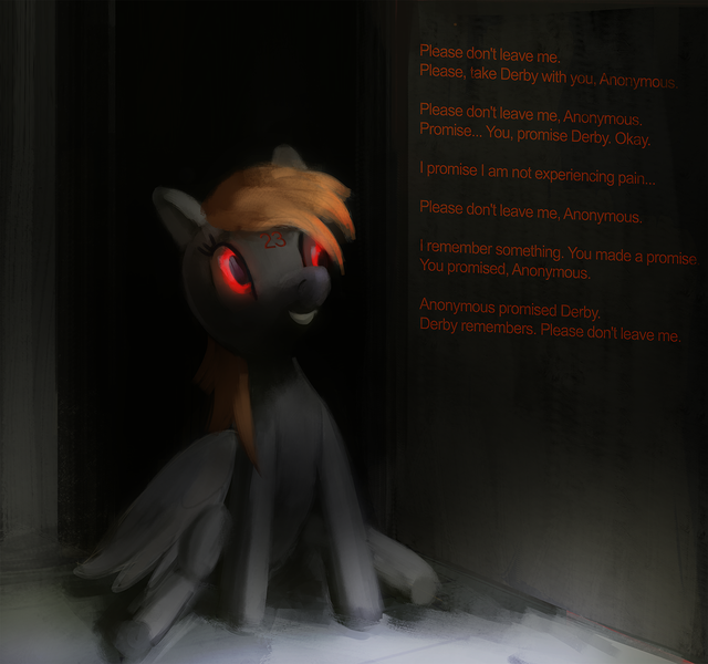 Size: 1249x1171 | Tagged: safe, artist:tiffortat, derpy hooves, oc, oc:derby hooves, pegasus, pony, bootleg pony, fanfic art, female, image, mare, png, sitting, smiling, solo, text