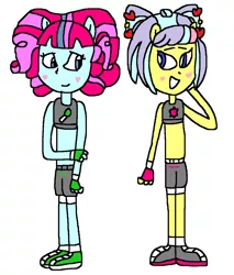 Size: 1095x1285 | Tagged: safe, artist:mixopolischannel, derpibooru import, kiwi lollipop, supernova zap, equestria girls, 1000 hours in ms paint, crossover, exeron fighters, exeron gloves, exeron outfit, image, k-lo, png, pony ears, su-z