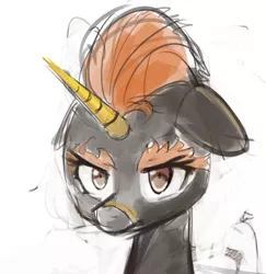 Size: 781x802 | Tagged: safe, artist:tiffortat, oc, unofficial characters only, alicorn, pony, alicorn oc, bootleg pony, female, frown, glare, horn, image, latex, latex suit, looking at you, mare, png, sketch, solo, wings
