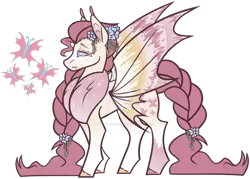 Size: 1280x919 | Tagged: safe, artist:blizzard-queen, derpibooru import, fluttershy, hybrid, insect, moth, mothpony, original species, alternate design, image, png, simple background, solo, species swap, transparent background