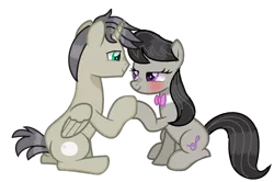 Size: 1280x851 | Tagged: safe, artist:venomous-cookietwt, derpibooru import, octavia melody, oc, oc:nico (i-mlp2020), alicorn, pony, blushing, canon x oc, image, png, simple background, transparent background