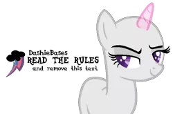 Size: 790x522 | Tagged: safe, artist:kingbases, derpibooru import, oc, unofficial characters only, pony, unicorn, bald, base, bedroom eyes, bust, female, horn, image, mare, png, simple background, smiling, smirk, solo, transparent background, unicorn oc
