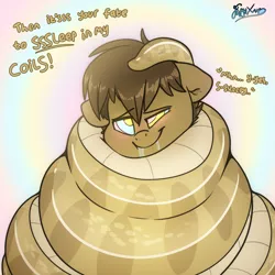 Size: 2000x2000 | Tagged: safe, artist:fluffyxai, derpibooru import, oc, oc:spirit wind, unofficial characters only, snake, blushing, coiled, coils, drool, fetish, hypnosis, hypnosis fetish, hypnotized, image, png, smiling, wrap, wrapped up