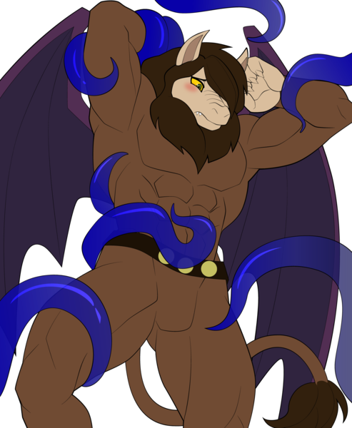 Size: 1653x2010 | Tagged: suggestive, artist:sparks220stars, derpibooru import, scorpan, gargoyle, abs, dubious consentacles, image, male, muscles, muscular male, png, solo, solo male, tentacle porn, tentacles, tentacles on male