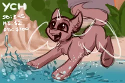Size: 1500x1000 | Tagged: safe, artist:zobaloba, derpibooru import, alicorn, earth pony, pegasus, pony, unicorn, auction, auction open, beach, commission, happy, image, jpeg, sand, solo, water, your character here