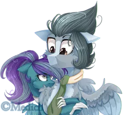 Size: 2446x2247 | Tagged: safe, artist:mediasmile666, derpibooru import, oc, unofficial characters only, pegasus, pony, bust, chest fluff, clothes, duo, female, floppy ears, high res, image, male, mare, png, scarf, simple background, spread wings, stallion, transparent background, wings