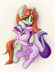 Size: 2276x2972 | Tagged: safe, artist:taneysha, derpibooru import, crackle cosette, queen chrysalis, starlight glimmer, pony, unicorn, disguise, disguised changeling, hug, image, jpeg