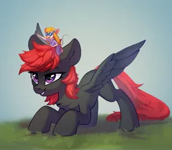 Size: 3385x2957 | Tagged: safe, artist:taneysha, derpibooru import, oc, anthro, mouse, pegasus, pony, chest fluff, crossover, gadget hackwrench, goggles, image, jpeg, pegasus oc, smiling, spread wings, wings