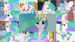 Size: 1280x721 | Tagged: safe, derpibooru import, edit, edited screencap, editor:quoterific, screencap, princess celestia, alicorn, pony, a bird in the hoof, between dark and dawn, celestial advice, equestria girls, equestria girls series, forgotten friendship, friendship is magic, horse play, keep calm and flutter on, magical mystery cure, make new friends but keep discord, princess twilight sparkle (episode), school daze, the crystal empire, the return of harmony, ^^, crown, cute, cutelestia, eyes closed, female, grin, image, jewelry, laughing, magic, mare, one eye closed, open mouth, png, ponytail, regalia, smiling, solo, spread wings, telekinesis, wings, wink