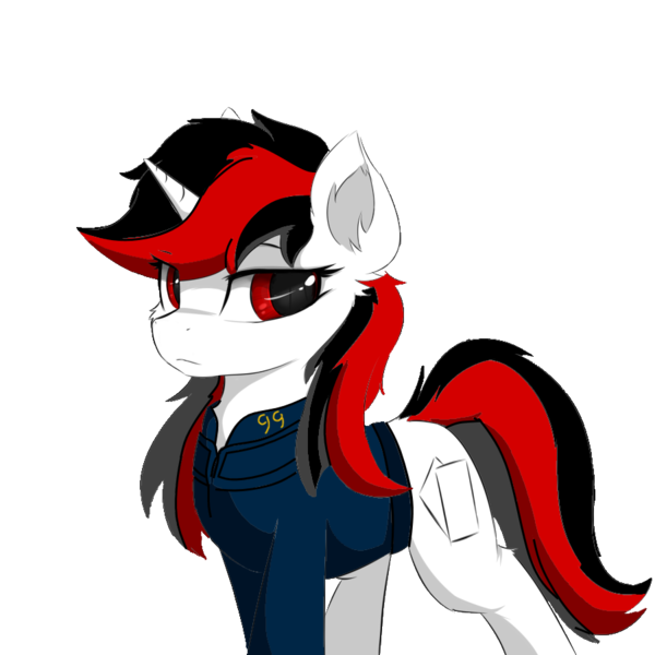 Size: 900x900 | Tagged: safe, artist:blackjackpone, artist:d.w.h.cn, color edit, derpibooru import, edit, oc, oc:blackjack, unofficial characters only, pony, unicorn, fallout equestria, fallout equestria: project horizons, clothes, colored, fanfic art, female, image, mare, png, simple background, solo, transparent background, vault suit