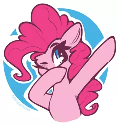 Size: 1480x1558 | Tagged: safe, artist:graphene, derpibooru import, pinkie pie, earth pony, pony, cute, dab, diapinkes, female, image, mare, one eye closed, png, solo, wink
