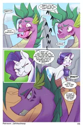 Size: 1365x2048 | Tagged: safe, artist:dorpapu, derpibooru import, rarity, spike, dragon, unicorn, comic:warm embrace, comedy, comic, dialogue, female, funny, image, jpeg, male, sequence, shipping, sparity, straight
