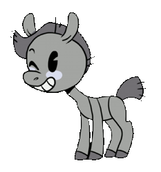 Size: 300x322 | Tagged: safe, artist:lavvythejackalope, derpibooru import, oc, unofficial characters only, earth pony, pony, animated, colored hooves, earth pony oc, eyes closed, gif, grin, image, male, one eye closed, pacman eyes, simple background, smiling, solo, stallion, style emulation, transparent background, wink