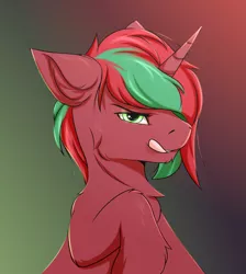 Size: 1297x1446 | Tagged: safe, artist:snowstormbat, derpibooru import, oc, oc:ambrosia firehoof, pony, unicorn, bust, gradient background, image, male, my little pony, png, portrait, solo, stallion, tongue out