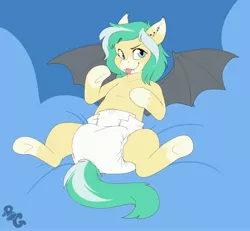 Size: 4096x3779 | Tagged: suggestive, artist:cuddlehooves, derpibooru import, oc, unofficial characters only, bat pony, pony, :p, bat pony oc, bat wings, diaper, diaper fetish, fetish, forked tongue, high res, image, jpeg, solo, tongue out, underhoof, wings