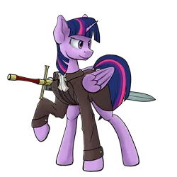 Size: 4200x4200 | Tagged: safe, artist:yognaughtsteve, derpibooru import, twilight sparkle, twilight sparkle (alicorn), alicorn, pony, absurd resolution, clothes, female, image, inquisition, inquisitor, mare, nemesis force sword, png, simple background, solo, sword, transparent background, warhammer (game), warhammer 40k, weapon