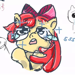 Size: 972x972 | Tagged: artist needed, safe, derpibooru import, apple bloom, pony, crying, female, filly, image, jpeg, solo, tears of joy