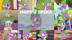 Size: 1280x721 | Tagged: safe, derpibooru import, edit, edited screencap, editor:quoterific, screencap, pinkie pie, spike, thorax, twilight sparkle, changeling, dragon, earth pony, pony, a dog and pony show, father knows beast, gauntlet of fire, honest apple, it ain't easy being breezies, molt down, secret of my excess, the big mac question, the crystalling, the ending of the end, the last problem, triple threat, winter wrap up, ^^, apple, apron, blushing, carousel boutique, clothes, cute, eyes closed, female, food, gem, golden oaks library, hug, image, library, male, mare, offscreen character, open mouth, png, smiling, solo focus, spikabetes, stallion, tree, twilight's castle, winged spike, wings