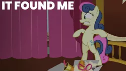 Size: 1280x720 | Tagged: safe, derpibooru import, edit, edited screencap, editor:quoterific, screencap, bon bon, sweetie drops, earth pony, pony, slice of life (episode), bipedal, female, image, jpeg, mare, solo, stephen king's it