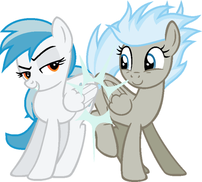 Size: 725x653 | Tagged: safe, artist:pegasski, derpibooru import, oc, unofficial characters only, pegasus, pony, base used, bedroom eyes, butt bump, duo, eyelashes, female, image, looking back, mare, pegasus oc, png, simple background, smiling, smirk, transparent background, wings