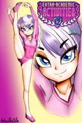 Size: 2000x3000 | Tagged: suggestive, artist:anibaruthecat, banned from derpibooru, deleted from derpibooru, derpibooru import, diamond tiara, human, equestria girls, armpits, ballet slippers, bedroom eyes, cameltoe, clothes, female, flexible, gymnastics, hairpin, humanized, image, jpeg, leotard, lolicon, looking at you, smiling, solo, solo female, standing splits, underage