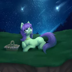 Size: 1500x1500 | Tagged: safe, artist:nika-rain, derpibooru import, oc, unofficial characters only, earth pony, pony, cute, female, glasses, image, night, png, solo, stars