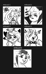 Size: 343x546 | Tagged: safe, artist:likhaluna, derpibooru import, hitch trailblazer, izzy moonbow, pipp petals, sunny starscout, zipp storm, g5, image, mane five (g5), monochrome, png