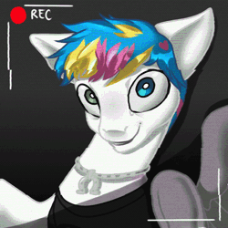 Size: 640x640 | Tagged: safe, artist:fantasma_nsfw, derpibooru import, ponified, pegasus, pony, animated, awsten knight, bust, clothes, commission, dyed mane, gif, heterochromia, horseshoes, image, jewelry, male, necklace, shirt, solo, stallion, t-shirt, underhoof, waterparks, wings, ych result